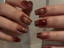 奥行きブラウンネイル/シンプル