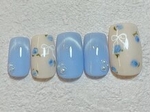 ネイルビート(NAIL BEAT)/フラワーリボン手描きネイル