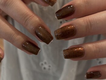 ブラウンマグネットネイル