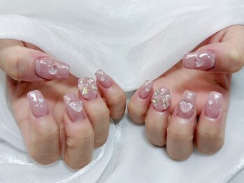 プティ アイビューティ 京橋店(peTiT eyebeauty)/ピンクネイル ハート リボン