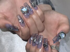 ブルースカルプグリッターネイル