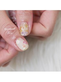 春ネイル手描きフラワーネイル