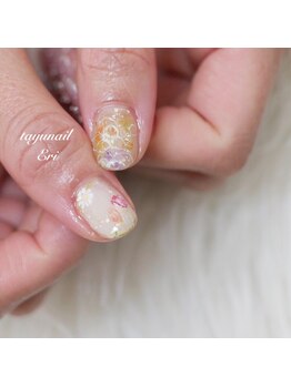 春ネイル手描きフラワーネイル