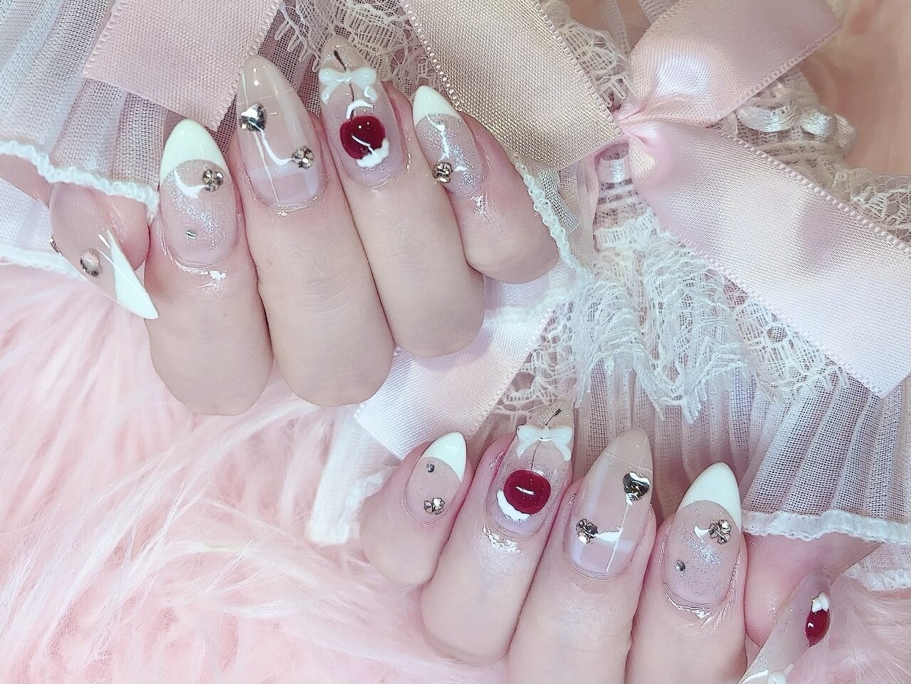 オーダーネイルチップ♡くすみピンクフレンチガーリー量産型推しオタク