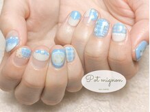 ポ ミニヨン(Pot mignon)/小花とチェックのおまかせネイル