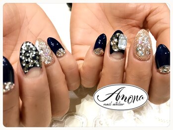 アモーナ ネイルアトリエ(amona nail atelier)/キラキラ★ネイビーnail ！