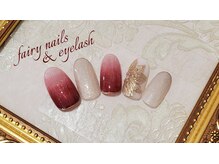 フェアリー ネイルズアンドアイラッシュ(fairy)/根元グラデ×ミラーフラワー