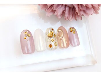 ツメトトノウ/ビジュー×ニュアンスネイル