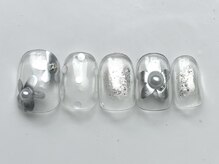 ジェミーネイル イケブクロ(Jemiy nail ikebukuro)/シルバーフラワー¥6000