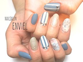 ネイビー×お花