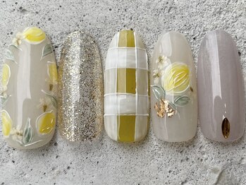 フリークネイル(FREAK Nail)/絵画風レモンアート ¥13500