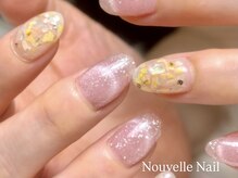 ヌーベルネイル(Nouvelle Nail)/マグネット×シェル×押し花