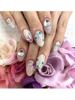 ディーネイル 天王寺(D-nail)/【藤本】ハート×持ち込みパーツ