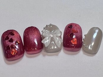 アイネイルズ 三宮店(I nails)/レッドハートシアーリボン
