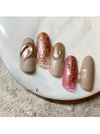 ボルドーニュアンス×グレージュ