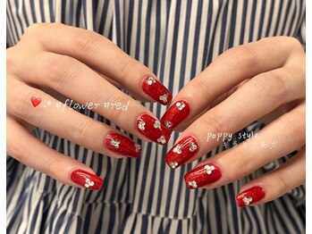 赤色、お花ホーロ