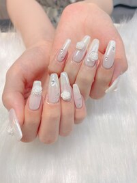 フレンチガーリー/薔薇ネイル