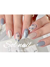 大人かわいい定額フラワーネイル