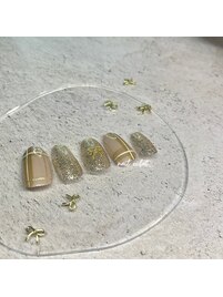 チェック×ラメ