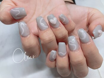 クリア(Clear)/グレー×ベビーピンク