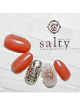 ネイルアンドアイラッシュサロン ソルティ 寺田町(salty)/ぷっくりフラワーネイル