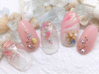 アルセア 上野御徒町店(Alcea)/夏 シェル 人魚 ネイル 海