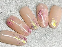 春 キラキラ ホロ 桜ネイル