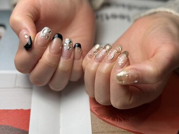 黒フレンチ×リボン