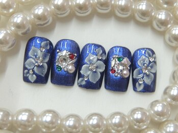 和装着物白花青ネイビーブルー赤