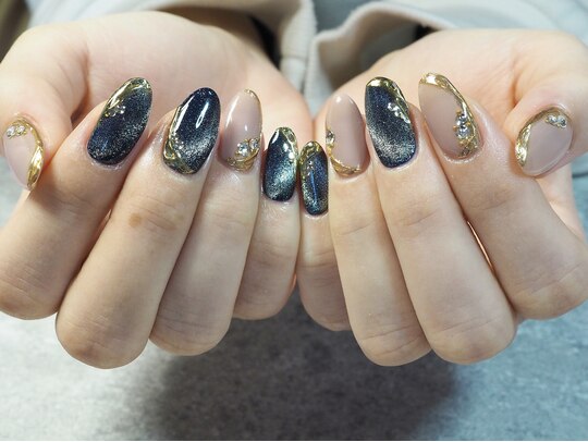 2025年冬】ニュアンス ネイビーのネイルデザイン集｜人気順  