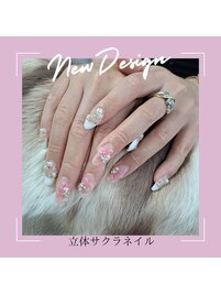 桜ネイル　チークネイル