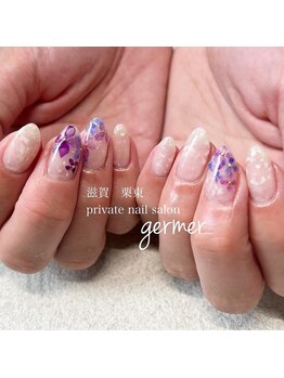 ジェルメ(germer)/手描き水彩！紫陽花ネイル♪