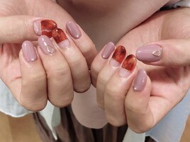 くすみピンク×べっ甲
