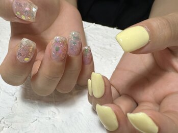 デューネイルスタジオ(dew nail studio)/イエローアシンメトリー