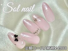ソルネイル 池袋(Sol Nail)/定額コースピンクリボンネイル