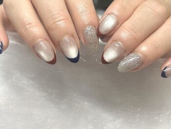 マグネットネイル×フレンチ