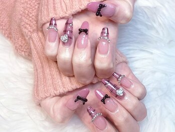 ピンク×チェック×ハート