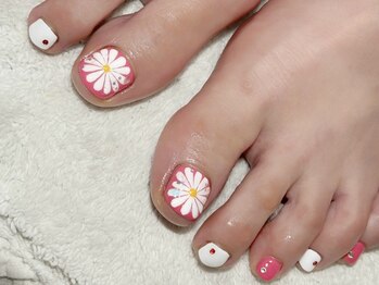グロスネイル(gloss nail)/フットネイルアート/お花ネイル