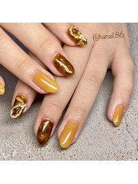 ワンカラー+4本アートネイル