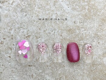 マリー ネイルズ いわきラトブ店(MARIE NAILS)/定額5,500円税込 ハート 0205a