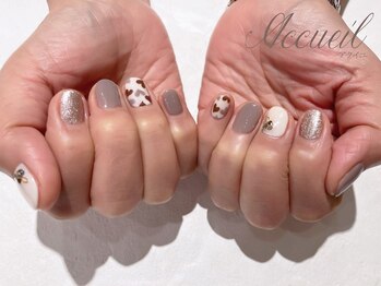 アクイユ 銀座店(ACCUEIL)/モカハート　バレンタインネイル