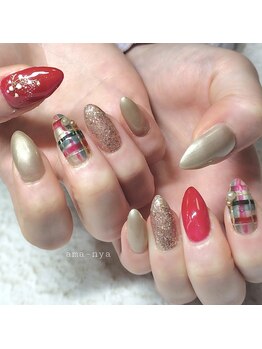 アマーニャ(ama-nya)/チェック柄ネイル