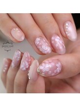ピオニーネイル(peony nail)/成人式前撮り　桜ネイル
