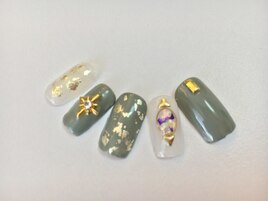 カーキ×クリア