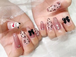 ヒョウ柄　フラッシュ　リボン