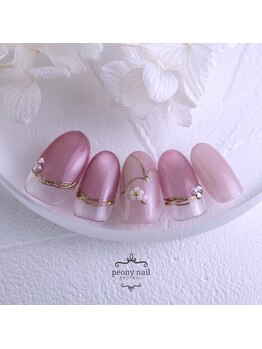 ピオニーネイル(peony nail)/変形フレンチとアンブレラ