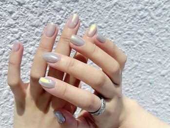 クレモアネイル 池袋西口店(CLEMORE NAIL)/アイスグレー×オーロラ