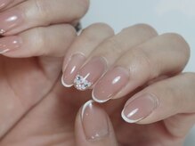 ネイルズ バイ ユイ 外苑前(Nails by Yui)/スキニーフレンチ×ホロフラワー