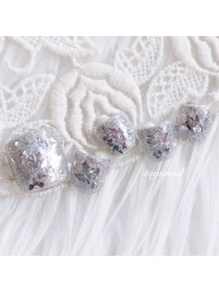 キラキラフットガラスネイル