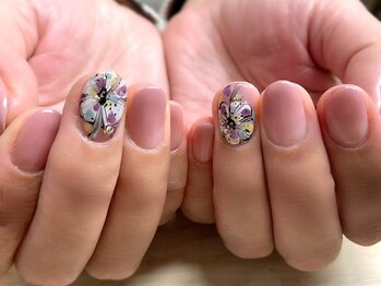 アミュリー ネイル アトリエ(Amury nail atelier)/くすみカラー シアー フラワー